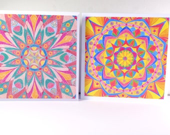 2 mandala folding cards 12 x 12 cm