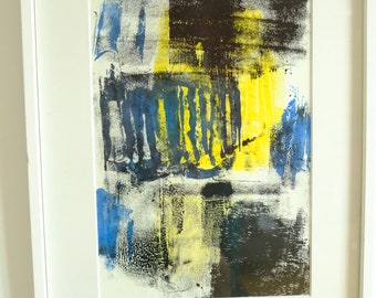 Original art print DIN A5 blue yellow black