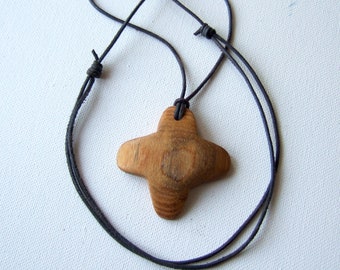 Holzkette Kreuz mit Schiebeknoten, 50 cm