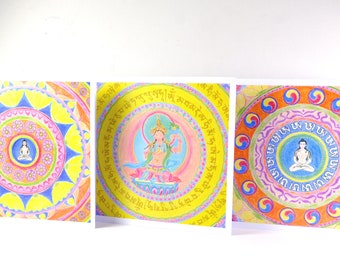 Mandala folding cards 12 x 12 cm, 3 pieces, Tapihritsa, Sherap Chamma