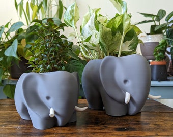 Elephant Planter | Succulent Pot | Indoor Animal Planter Gift | Desk Plant Decor | Cactus Plant Pot | For Her 3D Printed Elephant