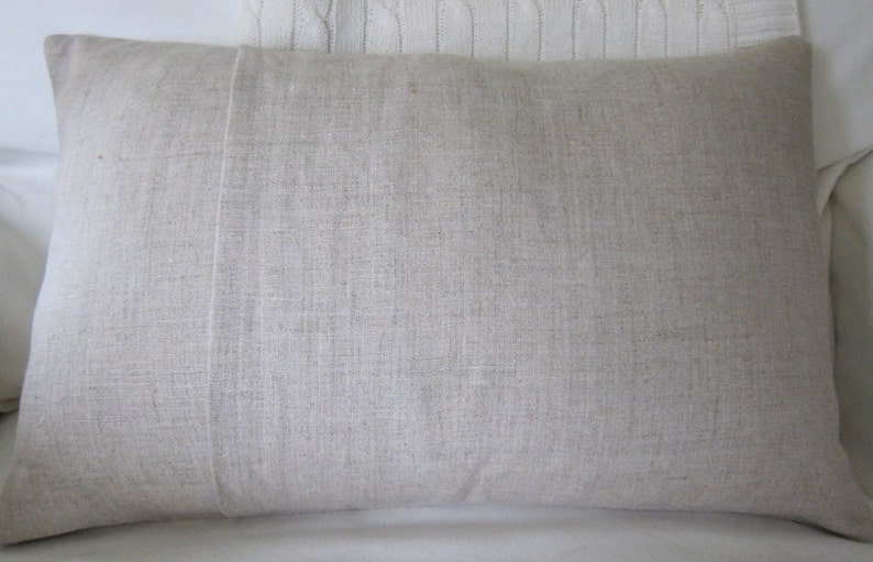 Hand-Embroidered Be Yourself Saying on 100/% Natural Unbleached Linen 12 x 18 Lumbar Pillow Cover