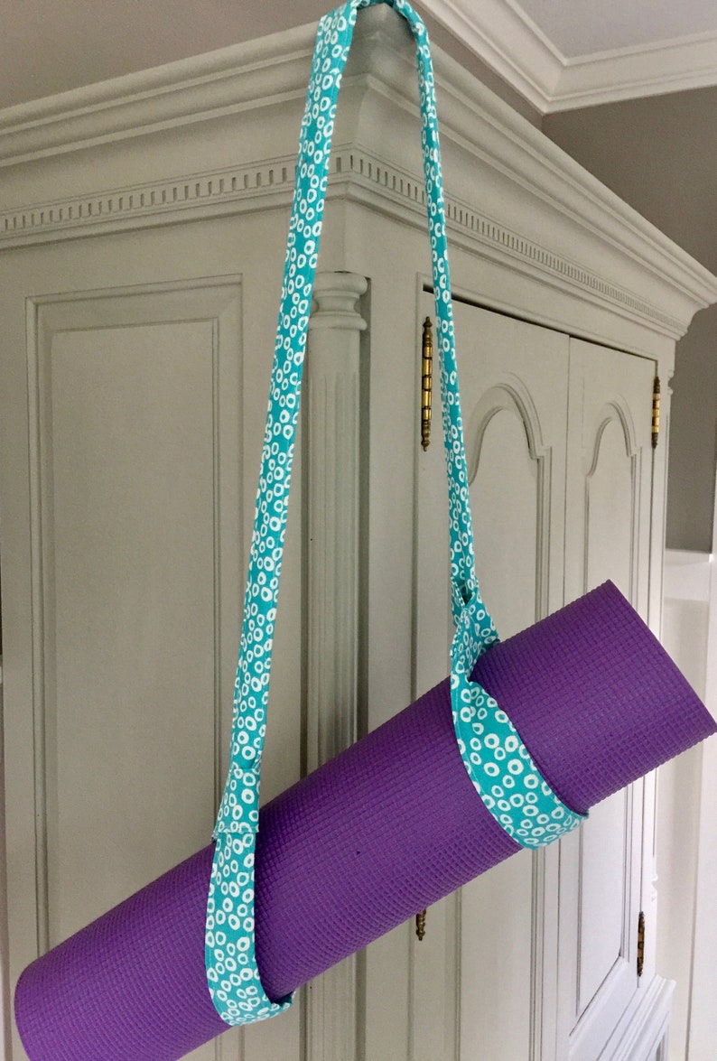 Yoga Mat Carrier Yoga Mat Strap in Turquoise/white Bubbles Etsy