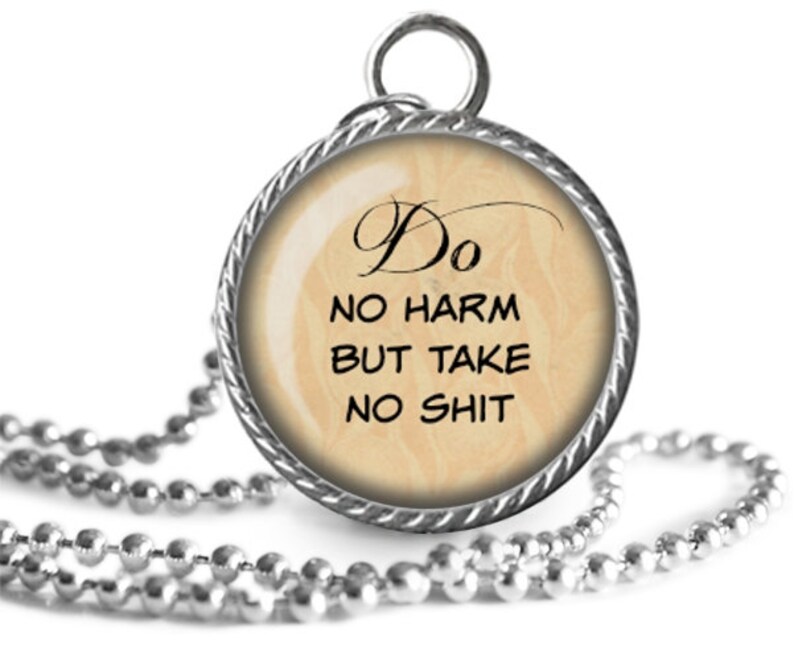 Wiccan Necklace Do No Harm But Take No Shit Image Pendant Etsy