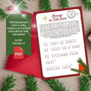 Brief vom Weihnachtselfen mit verschlüsselter Nachricht zum Ausdrucken | Digitale Datei [Weihnachtsgeschenke] Frankreich - PDF-Download [Prankster Elf] Elfie
