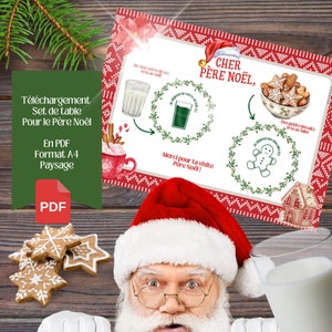 Mantel individual de Papá Noel para imprimir | Archivo digital [Regalos de Navidad] en francés - Descargar PDF A4