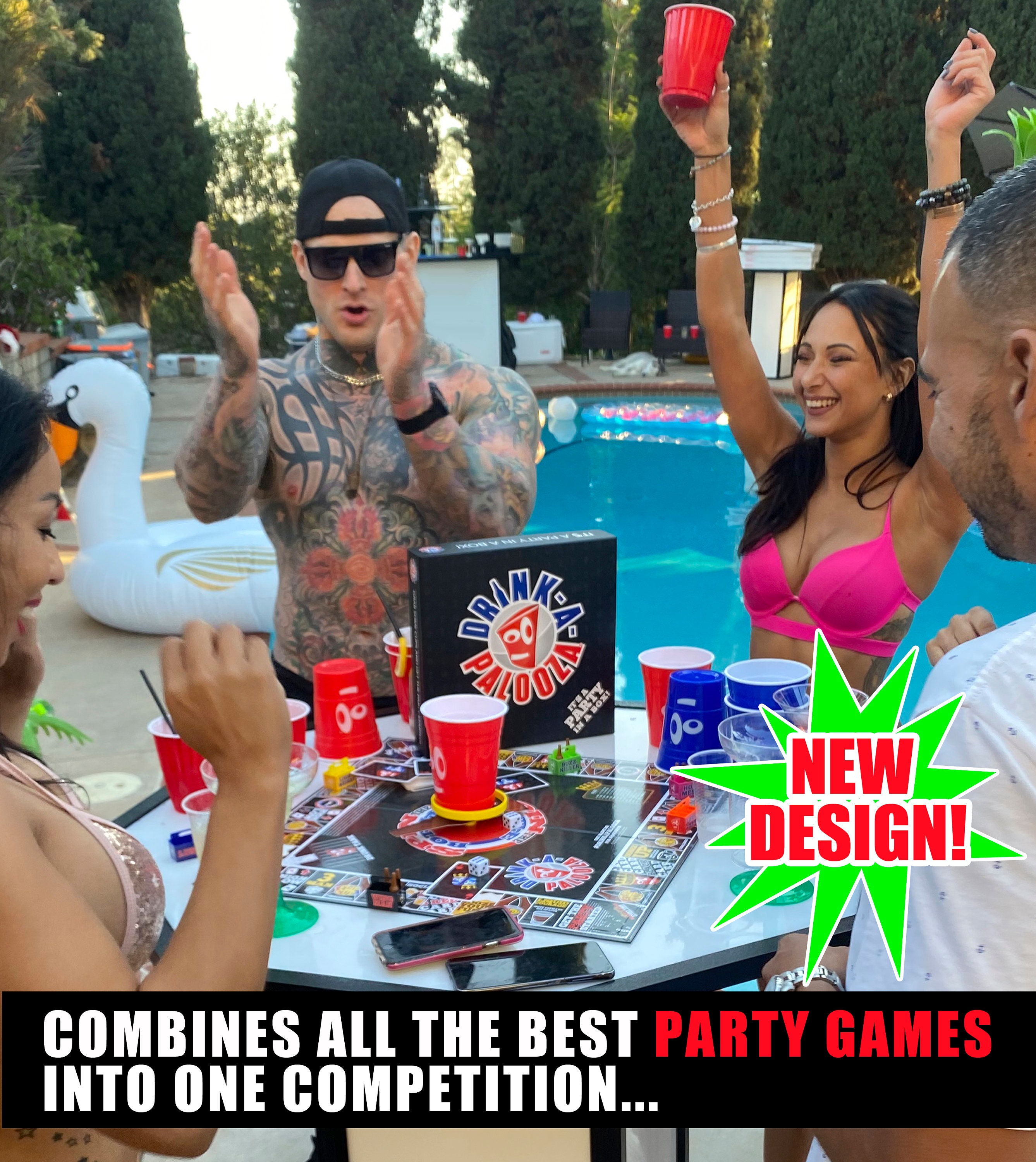 DRINK-A-PALOOZA Board Game: Fun Drinking Games for Couples Game Night | The  Drinking Board Game for Parties That Combines Beer Pong + Flip Cup + Kings