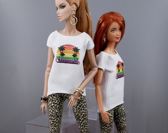 Outfit "California" - Caprileggings + Oberteil für Made to Move Barbie oder Fashion Royalty/NuFace FR2-6/NuFa2-6