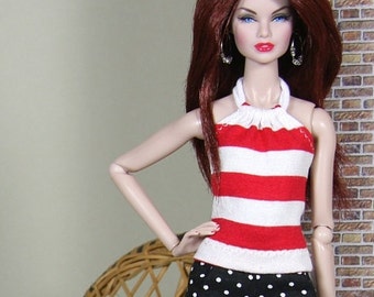 Fashion Doll Neckholder Top "to the beach" - verschiedene Farben zur Auswahl - für 12" Puppen - Barbie, Fashion Royalty, Poppy Parker