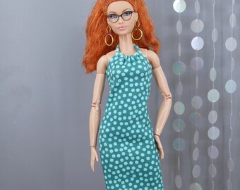 Neckholder-Kleid "Dots" für 12" Fashion Dolls - Fashion Royalty, Barbie, Poppy Parker