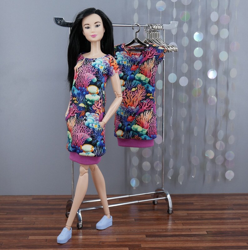 Kleid Corals 2 für 12 Fashion Dolls mtm Barbie, Fashion Royalty, Poppy Parker und ähnliche Puppen Bild 1