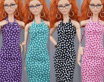 Vestido con cuello halter "Dots" para muñecas Fashion de 12" - Fashion Royalty, Barbie, Poppy Parker