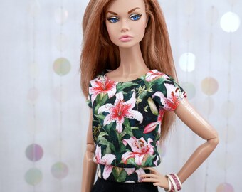 T-shirt "Lily" für 12" Fashion Dolls - Barbie, Fashion Royalty, Poppy Parker und ähnliche Puppen