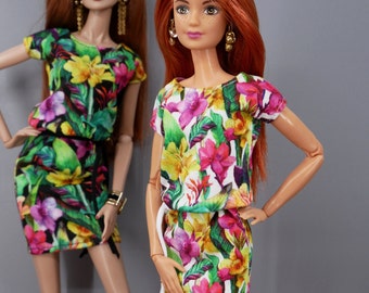 T-shirt Kleid "Cannas" für 12" Fashion Dolls - Barbie, Fashion Royalty und ähnliche Puppen