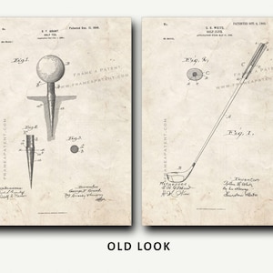 Golf Tee and Golf Club Patent Set - Golf Wall Art Poster
