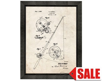 Fishing Reel Patent Print Poster - 1939 - Historical Vintage Wall Art - Great Gift Idea