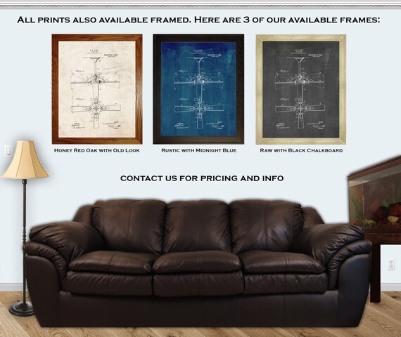 Ceiling Fan Patent Print Poster 1922 Historical Vintage Wall Art Great Gift Idea