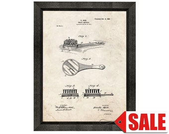 Hair Brush Patent Print Poster - 1901 - Historical Vintage Wall Art - Great Gift Idea