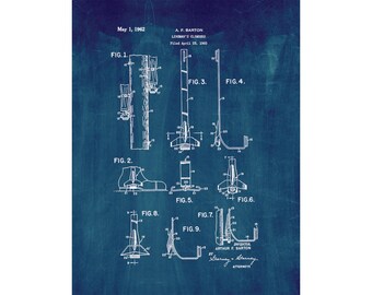 Lineman's Climbers Patent Print Poster - 1962 -  Historical Vintage Wall Art