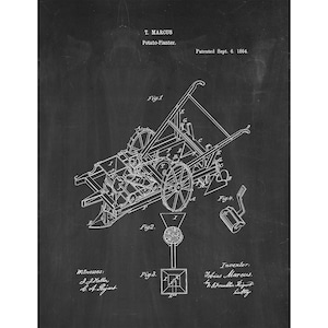 Potato Planter Patent Print Poster - 1864 -  Historical Vintage Wall Art