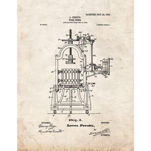 Wine Press Patent Print Poster - 1903 -  Historical Vintage Wall Art
