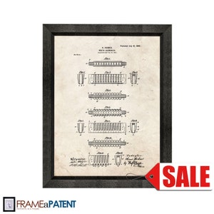 Mouth Harmonica Patent Print Poster - 1900 - Historical Vintage Wall Art - Great Gift Idea