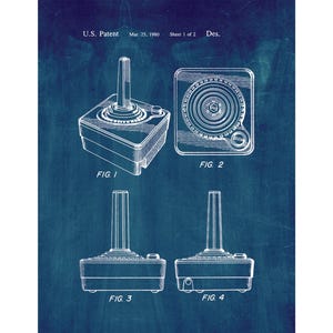 Atari 2600 Controller Patent Print Poster - 1980 -  Historical Vintage Wall Art