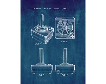 Atari 2600 Controller Patent Print Poster - 1980 -  Historical Vintage Wall Art