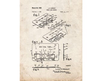 Credit Card Patent Print Poster - 1969 -  Historical Vintage Wall Art