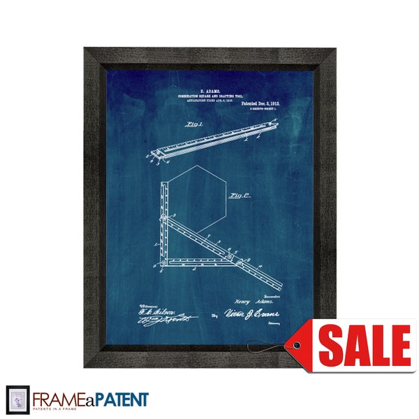 Combination Square and Drafting-tool Patent Print Poster - 1912 - Historical Vintage Wall Art - Great Gift Idea