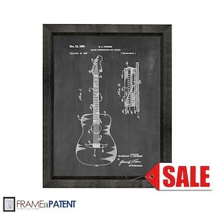 Bridge Constructions for Guitars Patent Print Poster - 1966 - Historical Vintage Wall Art - Great Gift Idea