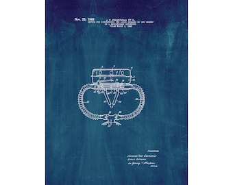 Jacques Cousteau Patent Print - Diving Respiratory Device, Vintage Wall Art