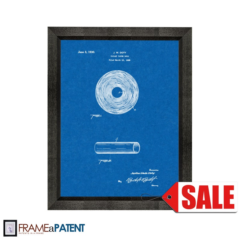 Toilet Paper Roll Patent Print Poster 1930 Historical Vintage Wall Art Great Gift Idea