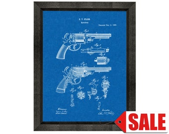 Revolver Patent Print Poster - 1860 - Historical Vintage Wall Art - Great Gift Idea