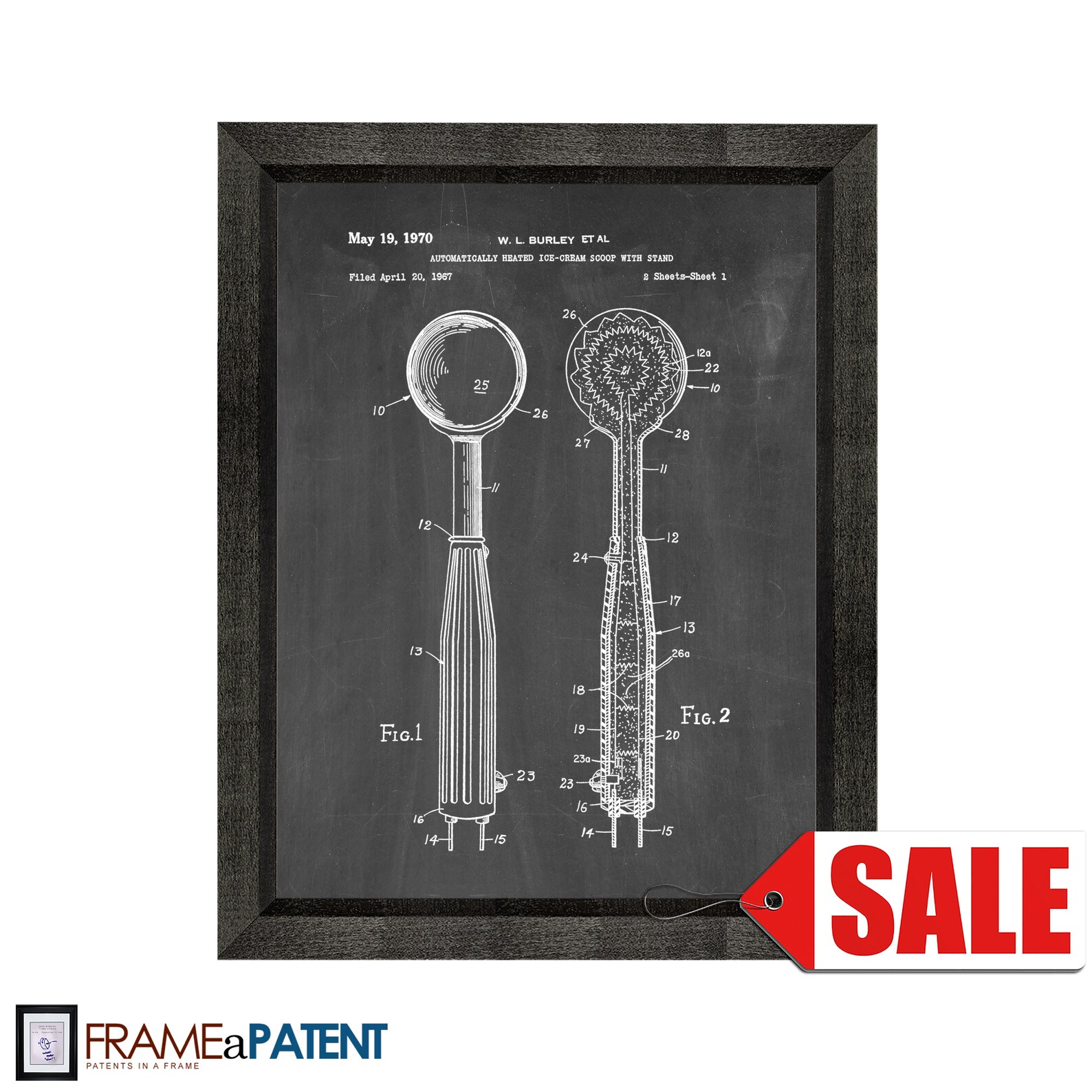 Ice Cream Scoop Patent Print Poster 1970 Historical Etsy