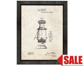 Lantern Burner Patent Print Poster - 1880 - Historical Vintage Wall Art - Great Gift Idea
