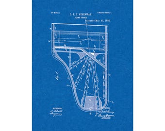 Piano Frame Patent Print Poster - 1885 -  Historical Vintage Wall Art