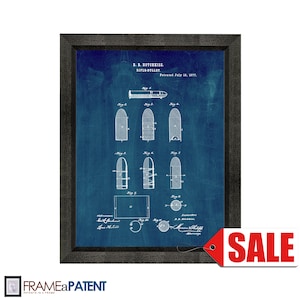 Rifle Bullet Patent Print Poster - 1877 - Historical Vintage Wall Art - Great Gift Idea