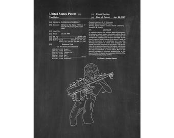 Van Halen Musical Instrument Support Patent Print Poster - 1987 -  Historical Vintage Wall Art