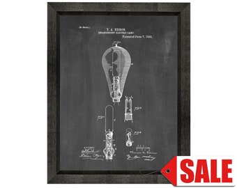 Edison Light Bulb Patent Print Poster - 1892 - Historical Vintage Wall Art - Great Gift Idea