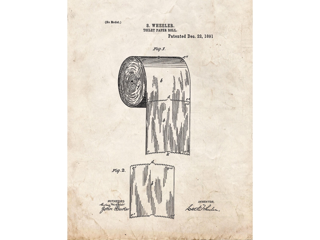 Toilet Paper Roll Patent Print Poster - 1891 - Historical Vintage Wall ...