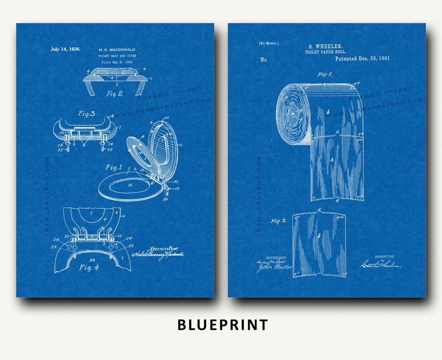 Toilet Seat and Toilet Paper Patent Set - Bathroom Wall Art Poster - Etsy