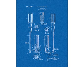 Screwdriver Patent Print Poster - 1936 -  Historical Vintage Wall Art