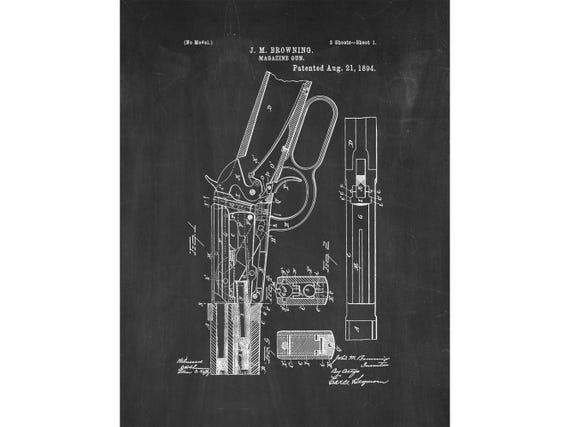 Winchester 1894 Lever Action Rifle Patent Print Poster - 1894