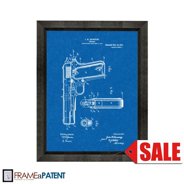 Colt 1911 Gun Patent Print Poster - 1911 - Historical Vintage Wall Art - Great Gift Idea