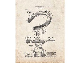 Horseshoe Patent Print Poster - 1898 -  Historical Vintage Wall Art