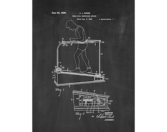 Treadmill Patent Print Poster - 1930 -  Historical Vintage Wall Art