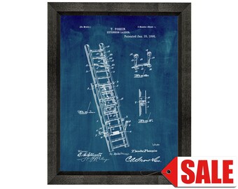 Extension Ladder Patent Print Poster - 1895 - Historical Vintage Wall Art - Great Gift Idea
