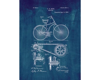 Bicycle Patent Print Poster - 1890 -  Historical Vintage Wall Art
