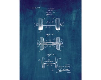 Dumbbell Patent Print Poster - 1928 -  Historical Vintage Wall Art